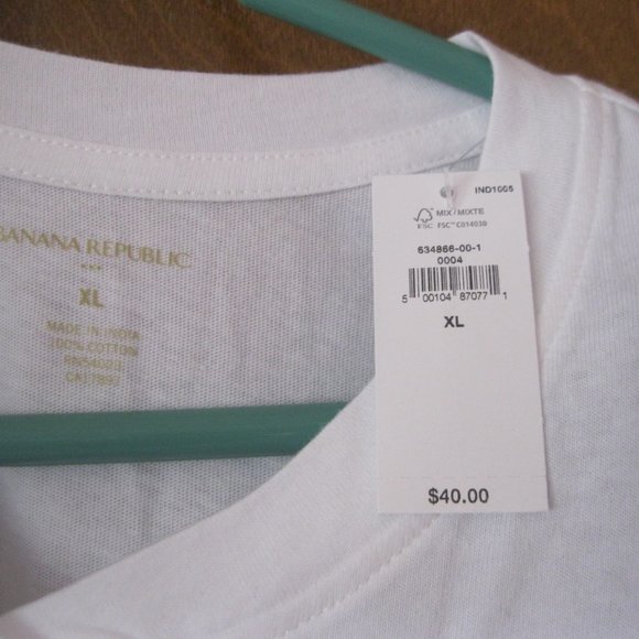 Banana Republic Factory Heritage Elbow-Sleeve Henley - White - XL - NWT - Picture 4 of 6